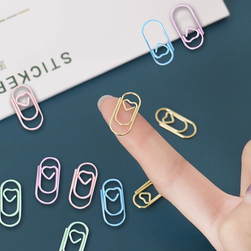 

Tutu 50Pcs /Bag Mini Heart Gold Rose Gold Color Clip Bookmark Binder Clip Office Accessories Paper