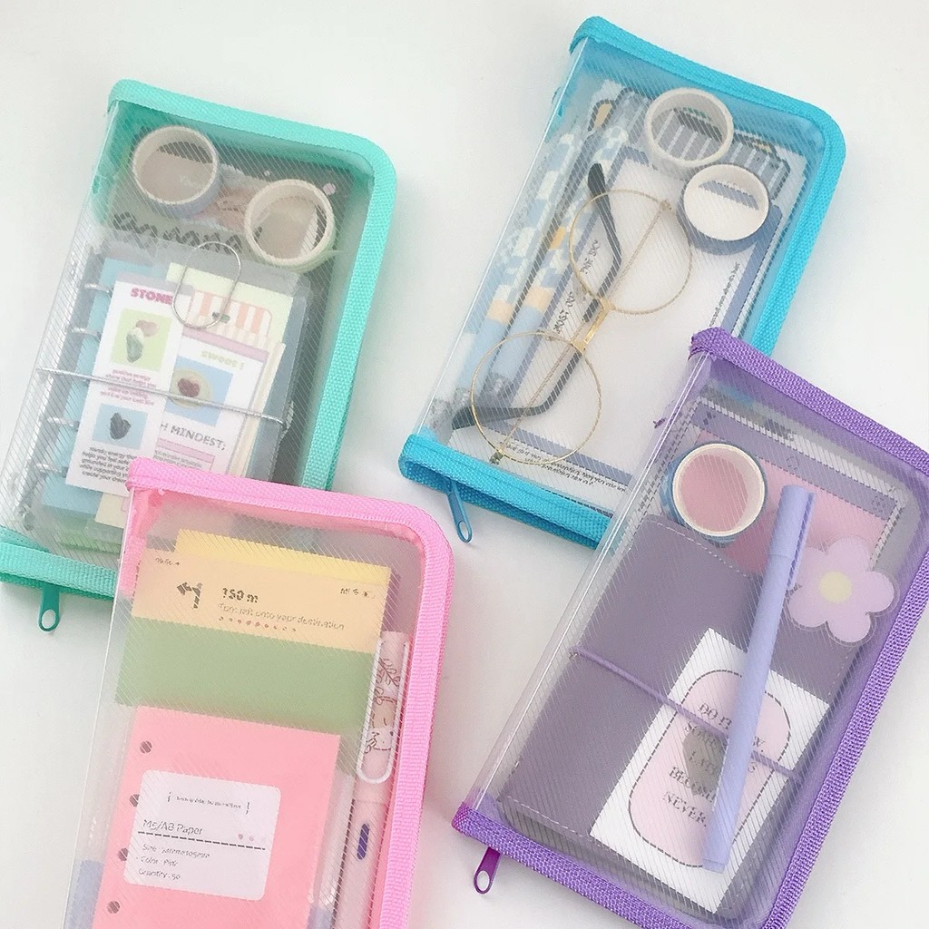 

A6 Transparent Diagonal Pp Zipper Bag Sticker Stationeryaccessories Storage Bbag File Sorting Bag