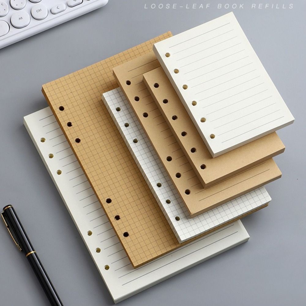 

80Sheets Durable Kraft Paper Loose Leaf Paper A5/A6/A7 Horizontal Line/Blank Notebook Refill Paper