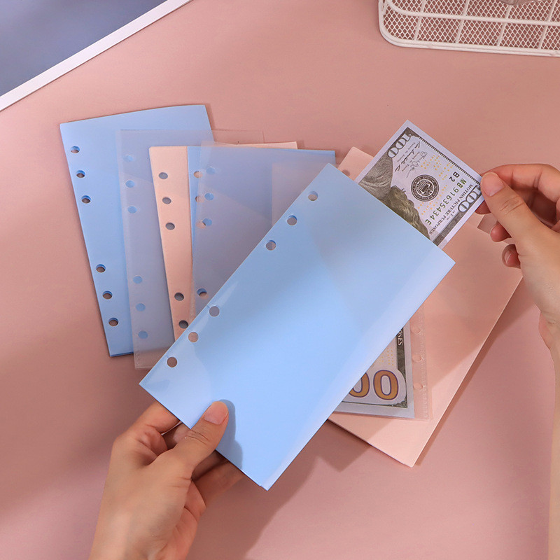 

A6 A7 Double Pockets 5Pcs Binder Bag Folders For 6Ring Notebook Divider Page Waterproof Pvc Leaf