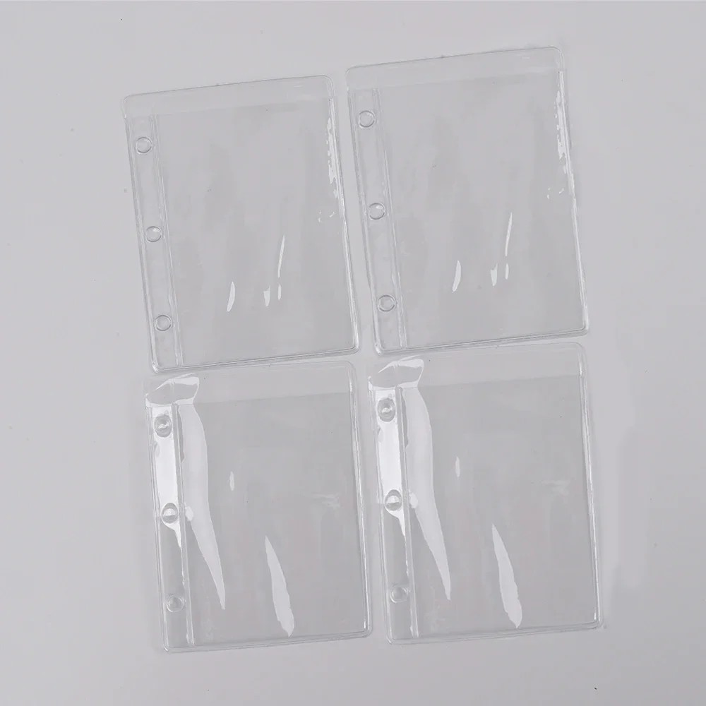 

4 Pcs/Set Transparent Pvc Storage Card Holder For Mini A9 Binder Rings Notebook 3 Holes Pvc Bag