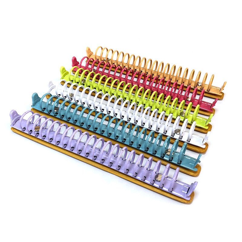 

A5 Colorful Metal Ring Binder Clips With Bamboo Back Panel 20 Detachable Buckle Loose-Leaf Binding