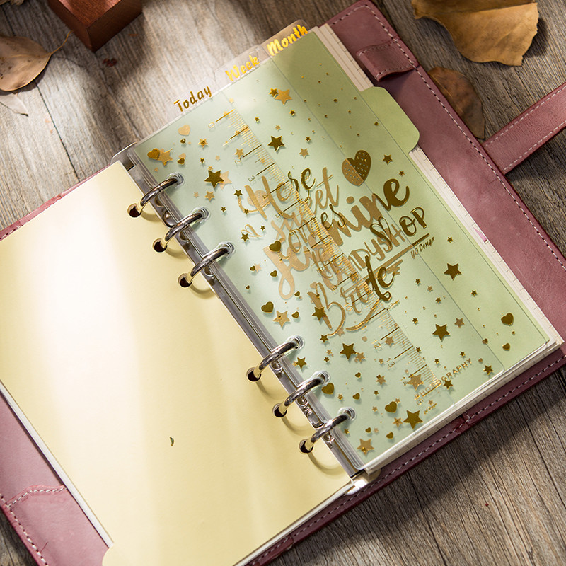 

Fromthenon Foil Golden Today Week Month Index Pages Dividers For Spiral Notebook A6 Planner