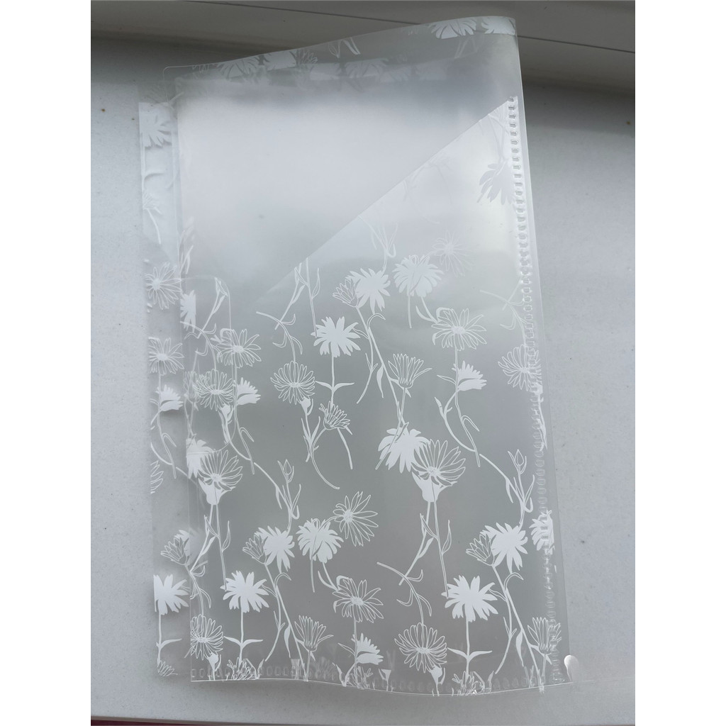 

M5 A6Per A7 A5Slim Pvc White Plant Pattern 4-Folding Insert Pocket For Loose Leaf Notebook Binder