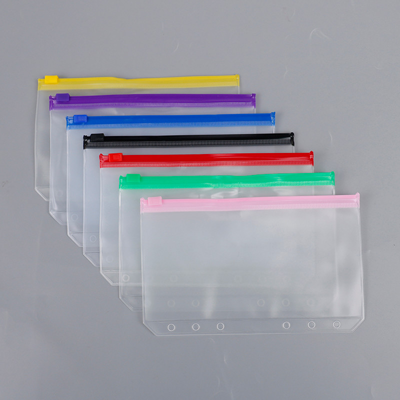 

4Pcs A6 6-Hole Binder Pockets Waterproof Pvc Envelopes Zipper Binder Pouches Traveler'S Notebook