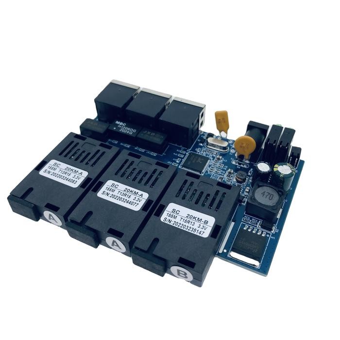 JTTOP" MEDIA CONVERTER 3 FO 3 LAN PCB KONVERTER