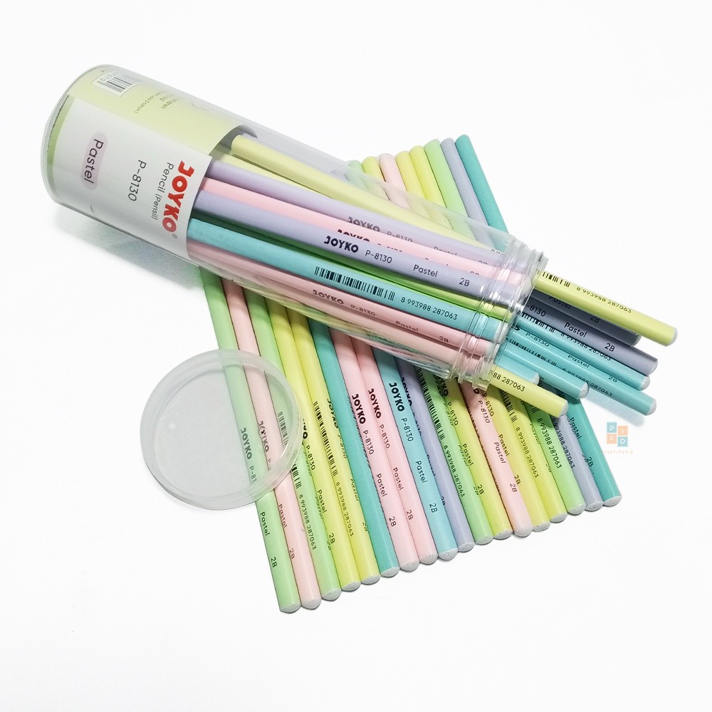

JOYKO - Pensil Kayu 2B P-8130 Warna Pastel Glitter Top - Drum