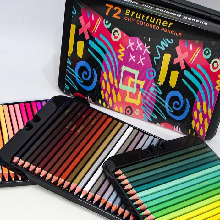 

Brutfuner 72 Colors Professional Oil Color Square Pencils Set Tinbox #Gratisongkir