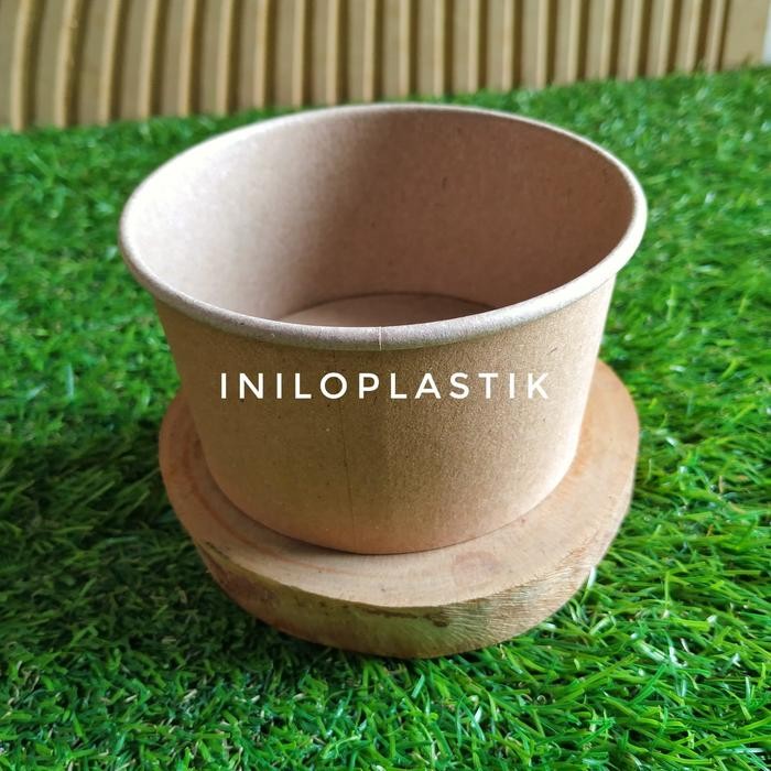 Paper Bowl Brown Polos 360Ml / Kraft Paper Bowl 360 Ml Cokelat