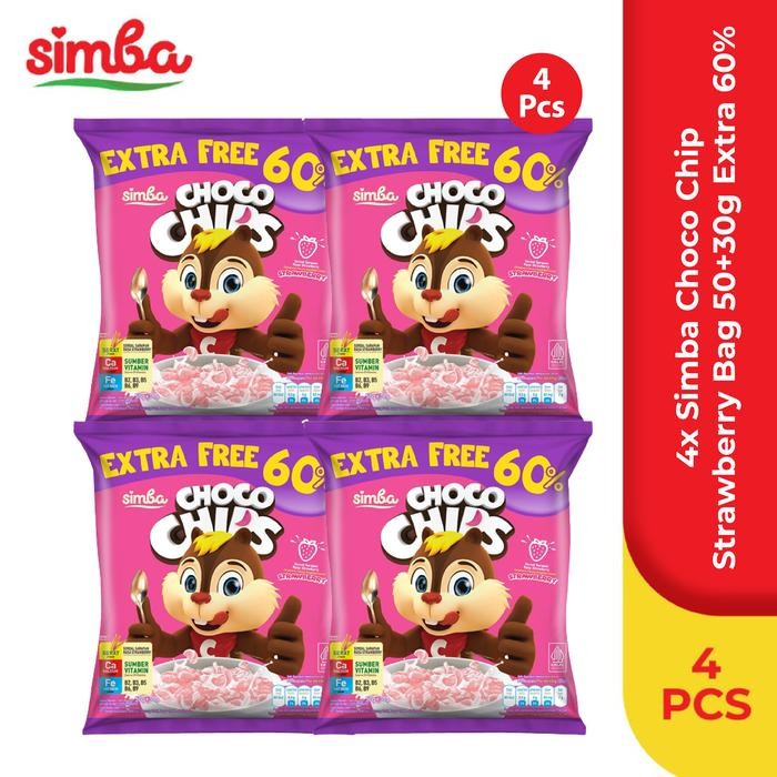 

PastikanTerjaminMutunya- Simba Choco Chips Strawberry Bag 50gr+30gr Extra 60% x 4 Pcs