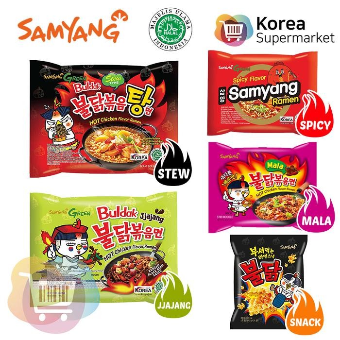 

SemuAReadyYaB0Zq- [LOGO HALAL] Samyang Spicy Flavor / Mala / Jjajang / Stew Ramen Korea