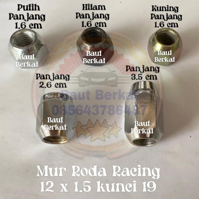 PREMIUM mur roda 12x1.5 kunci 19 mur roda racing 12x1.5 mur racing 12x1.5