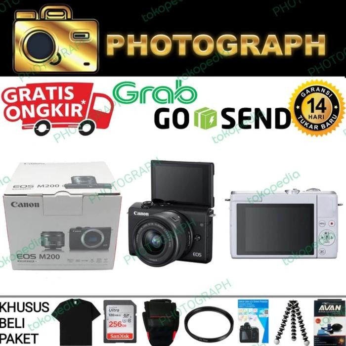 Cam- Canon Eos M200 Kit 15-45Mm Standard Garansi Resmi - Canon Eos M200 Kit