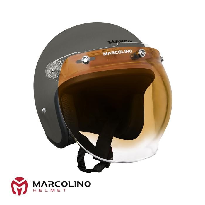 Helm Bogo Retro Marcolino Abu Glossy Edition SNI Bubble Gradient Marcolino