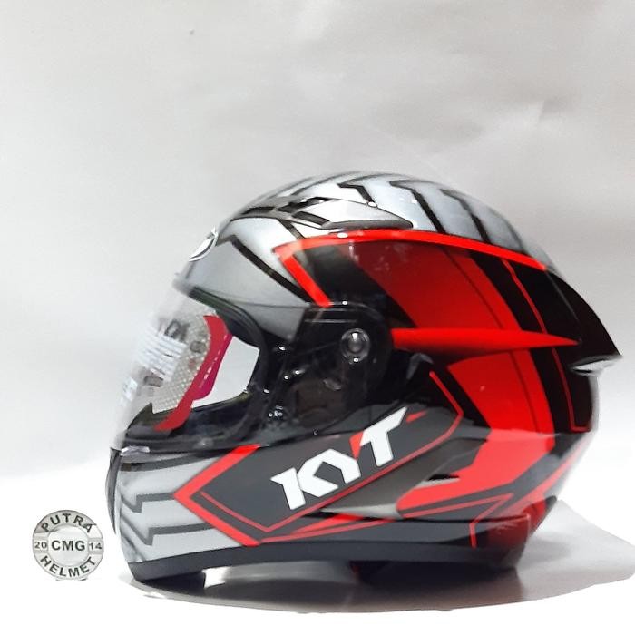 HELM KYT FALCON 2 ARMOUR BLACK RED FLUO DOUBLE VISOR FULL FACE