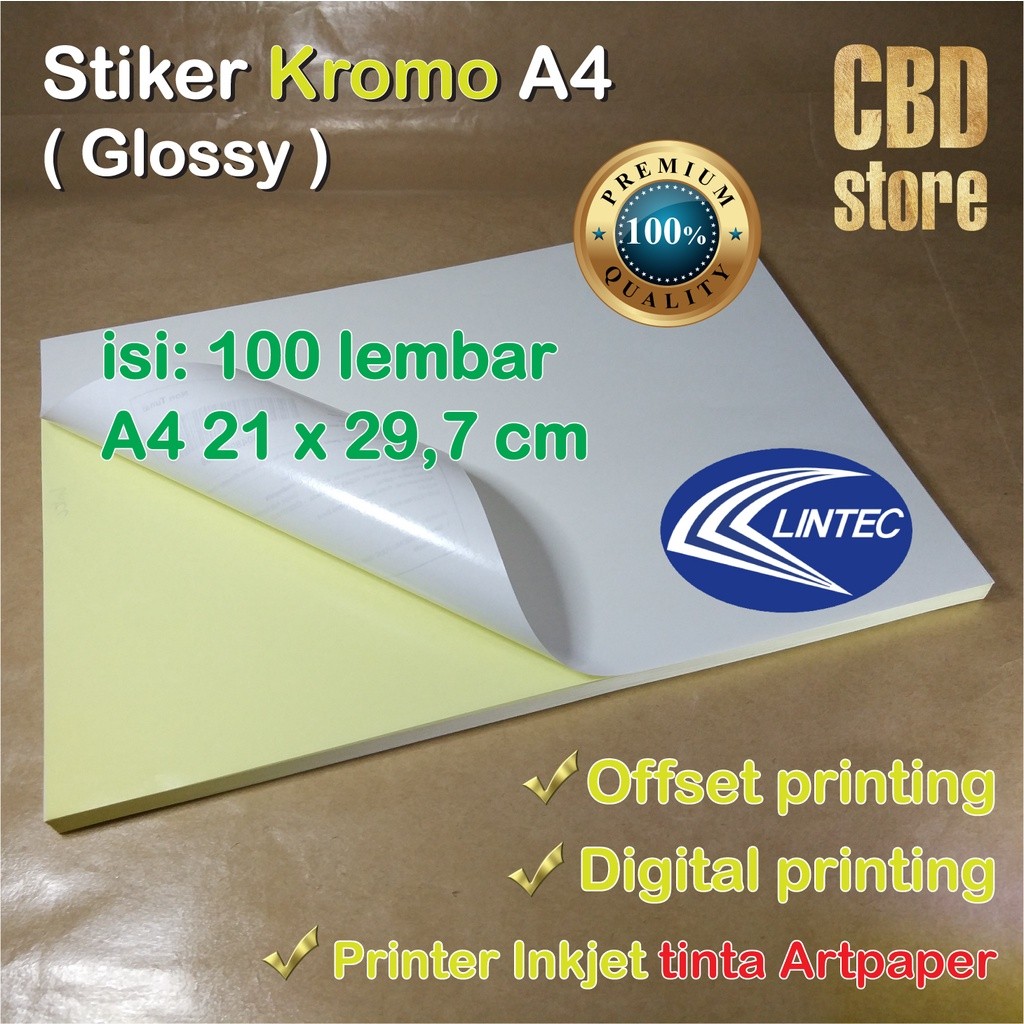 

Stiker CHROMO A4 21 x 29,7cm 100 lembar Sticker KROMO A4 CROMO Glossy merek Lintec Stiker Label Kan