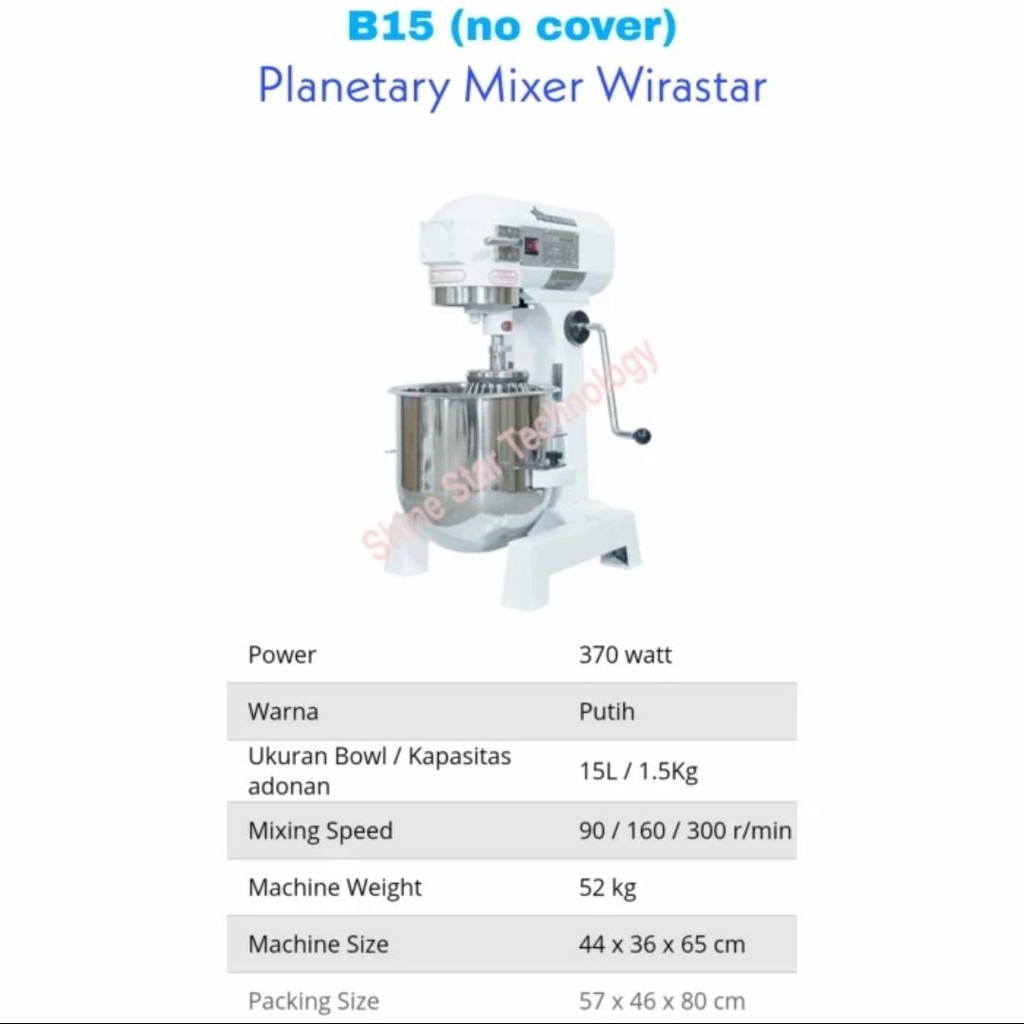 WIRASTAR PLANETARY MIXER 15L WITH COVER MIXER PENGADUK ADONAN 15L B-15 WIRASTAR