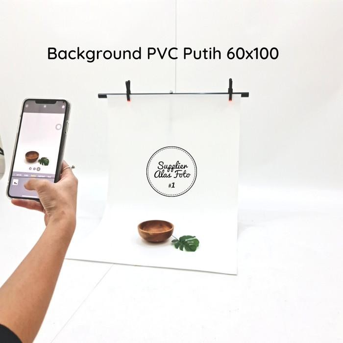 Terang- Paket Mini Stand + Pvc Background Foto Putih/ Backdrop Photo Polos Saf