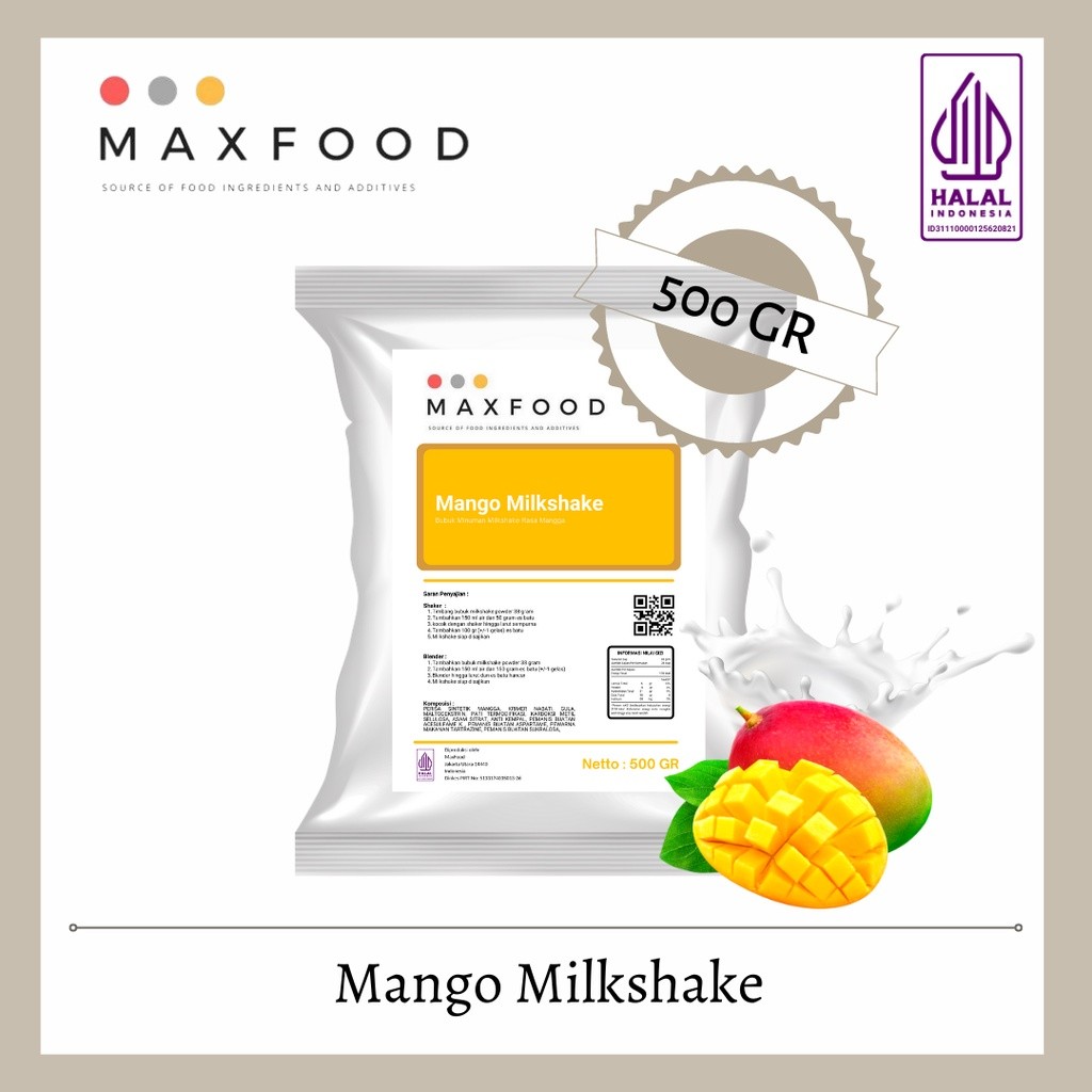 

MAXFOOD - Mango Milkshake / Bubuk Minuman Milkshake Rasa Mangga 500 Gram