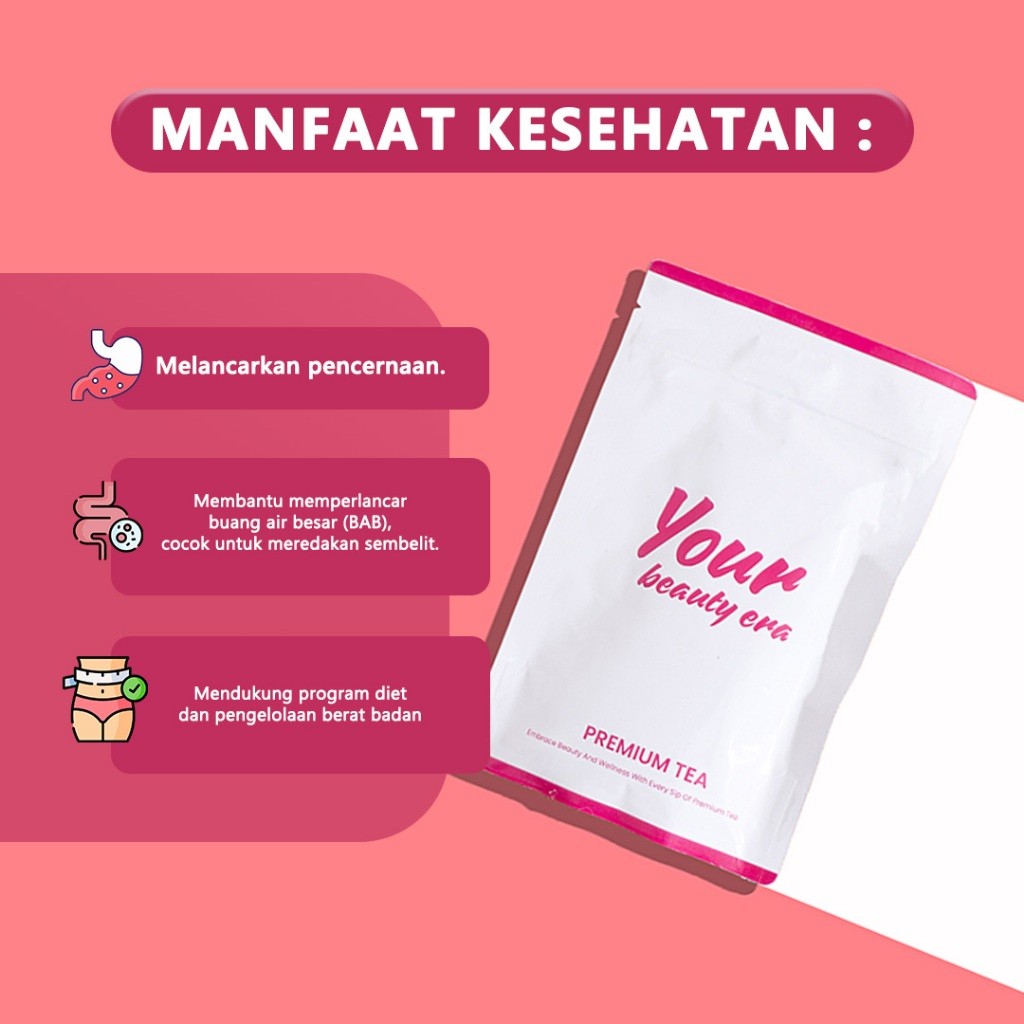 

Your Beauty Era - Bundle 5 Pouch Isi 20 Tea Bag Teh Pelangsing Herbal Teh hijau Teh detox Teh Diet