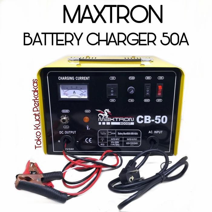 ORIGINAL.. BATTERY CHARGER MAXTRON CB50 50A BATTERY CHARGER AKI MOBIL DAN MOTOR
