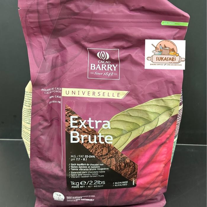 

CACAO BARRY COCOA POWDER 100 GR REPACK EXTRA BRUTE DARK / COKLAT BUBUK