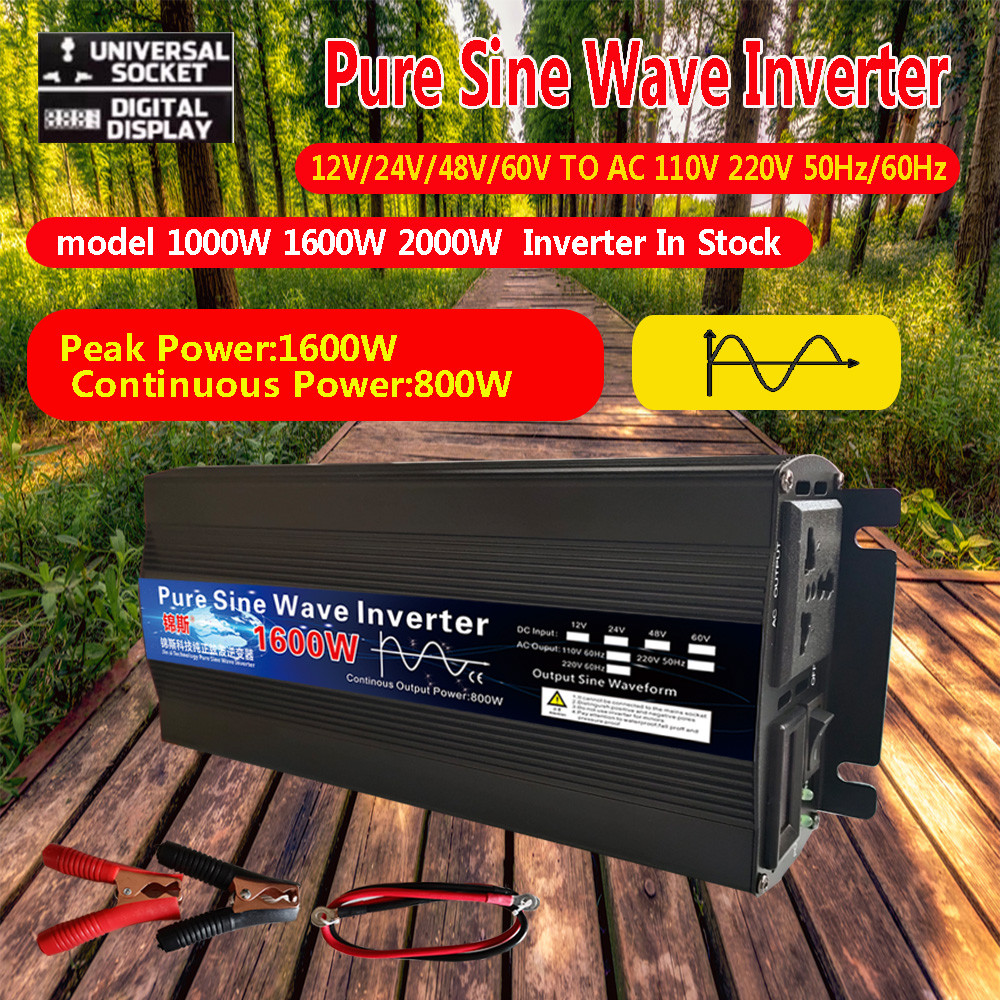 Pure Sine Wave Inverter DC 12V 24V AC 220V 110V 60Hz 1000W 1600W 2000W  Power Converter Booster Car 