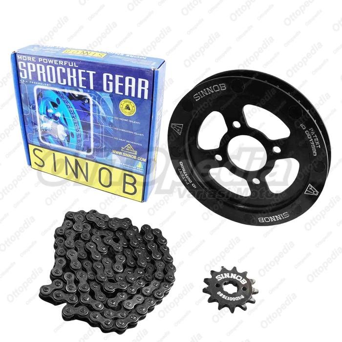 populer] Gear Set Rantai Motor / Chain Kit Sinnob Tiger Old Hitam