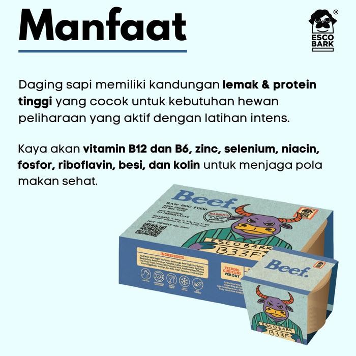 Escobark Complete Beef Raw Dog Food / Makanan Basah Anjing (Sapi)