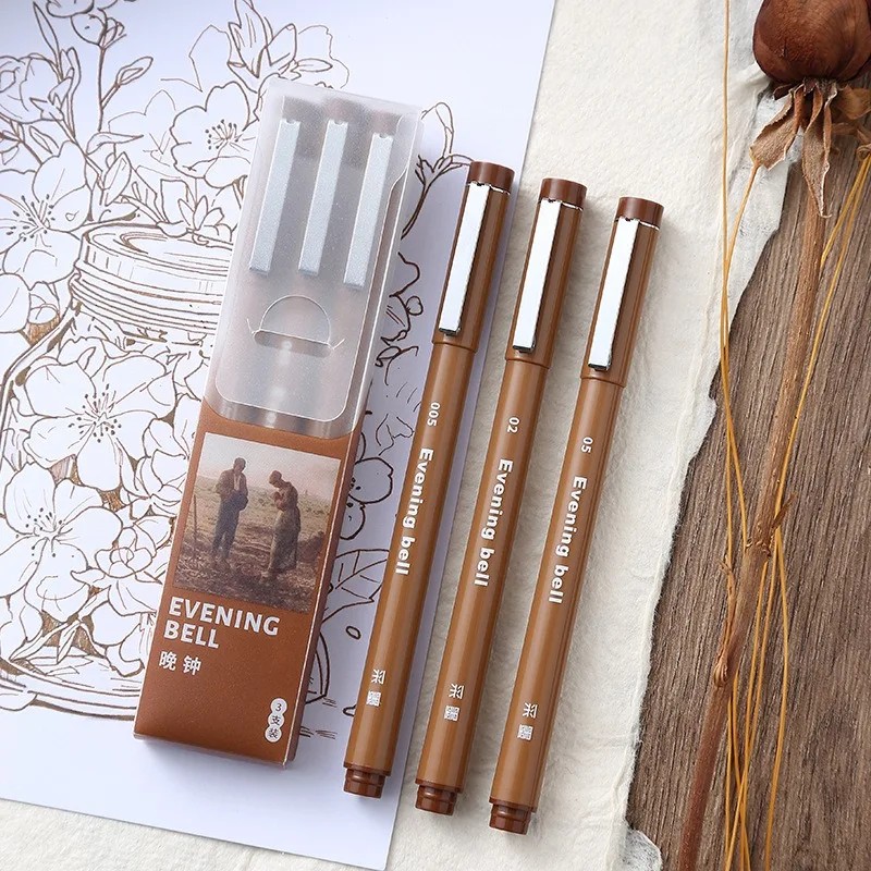 

Brown Micron Ink Marker Pen For Sketching Drawing Comic Design Hook Line Needle Pens Art Manga