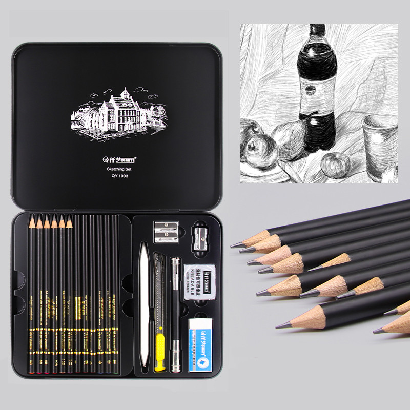 

31 Pcs Sketch Pencil Set Professional Sketching Drawing Kit Tin Box Wood Pencil Painter School