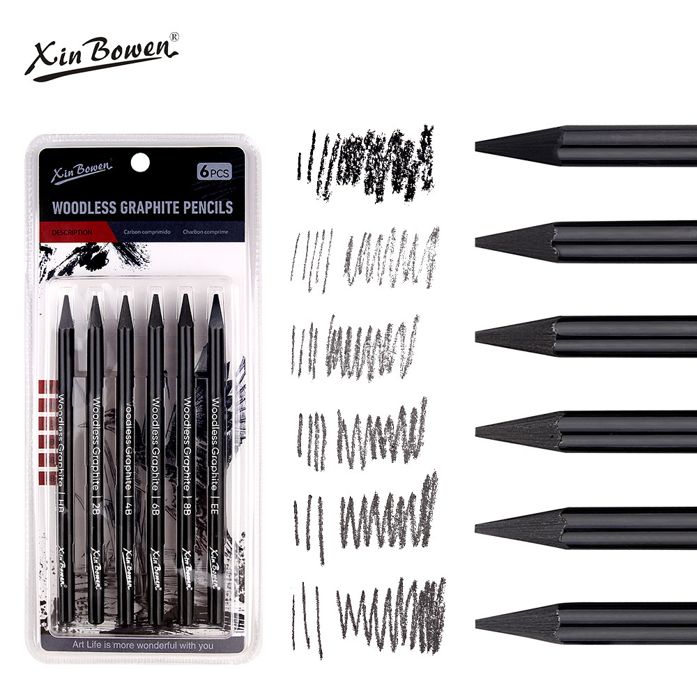 

Wood Free Graphite Sketching Carbon Pencil Set, Art Student Drawing, Charcoal Pencil, Solid,