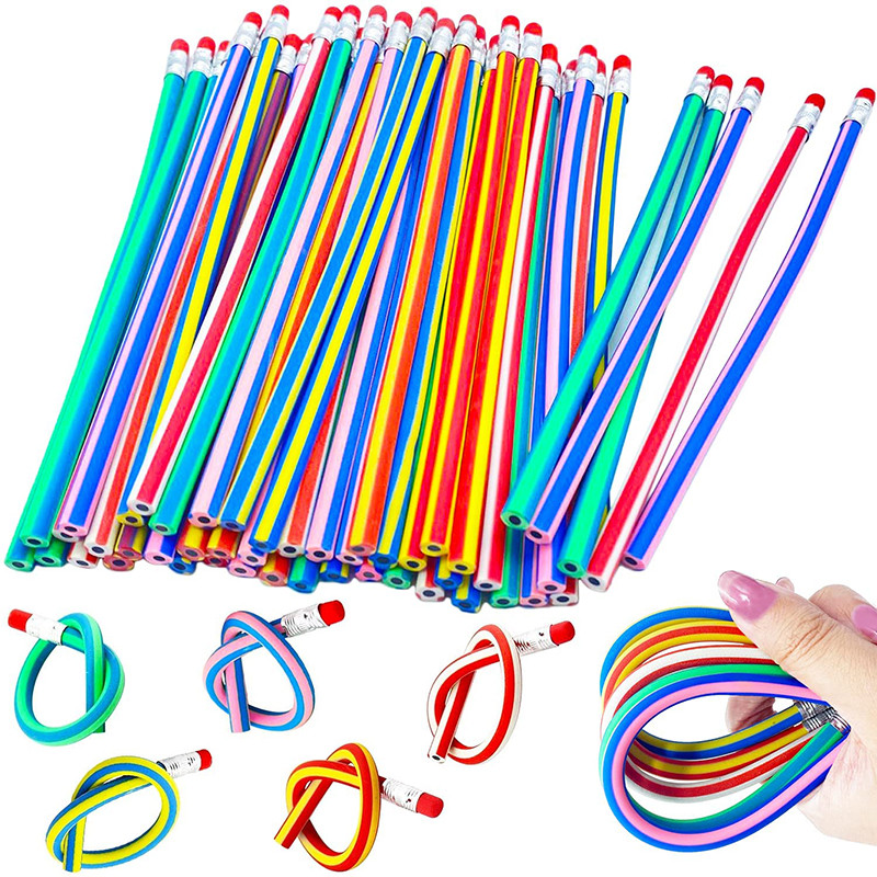 

5Pcs Flexible Soft Pencil Soft Pencils With Eraser Colorful Bendable Pencils For Kids Prizes