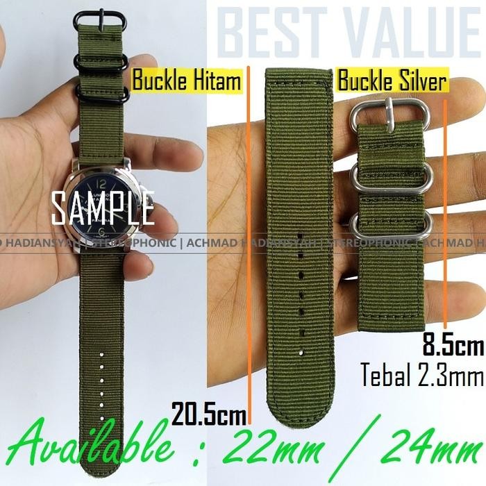 Zylo- Tali Jam Seiko Kanvas 22Mm - Tali Jam Nato Swiss Army Kanvas 24Mm