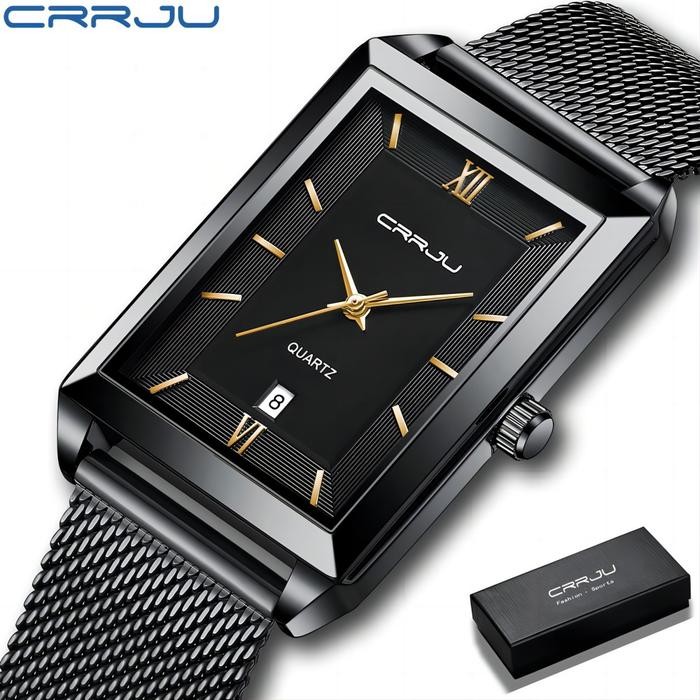 Zylo- Jam Tangan Cowok Crrju Jam Tangan Strap Stainless Steel/Jam Tangan Pria