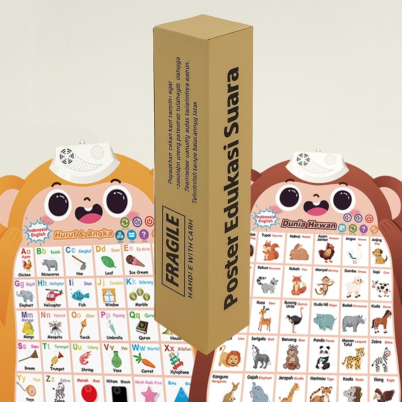 

【Box Karton】Poster Dinding Edukasi Suara Mainan Kotak Kemasan Poster Dapat Gratis Jika Beli 2 Poster