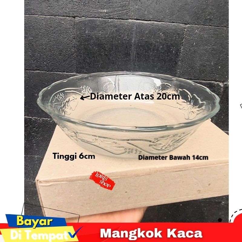 Terapitrendy Mangkok Kaca Bening Polos Diameter 20Cm