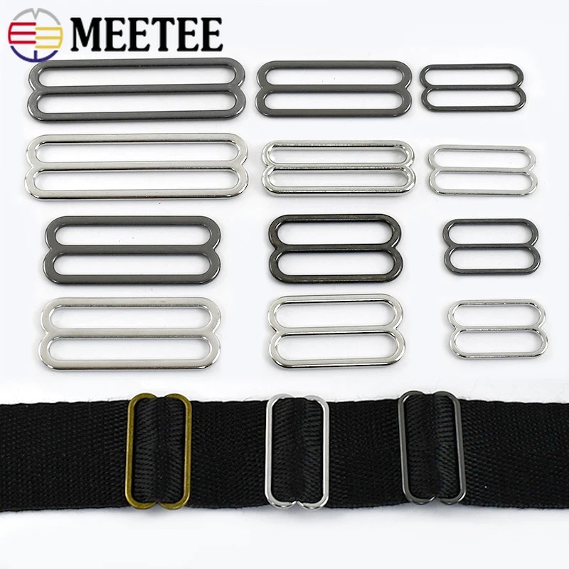 

30Pcs 6-50Mm Tri-Glide Slider Ring Clasp Metal Buckles For Bag Strap Bra Rings Adjuster Hook Diy
