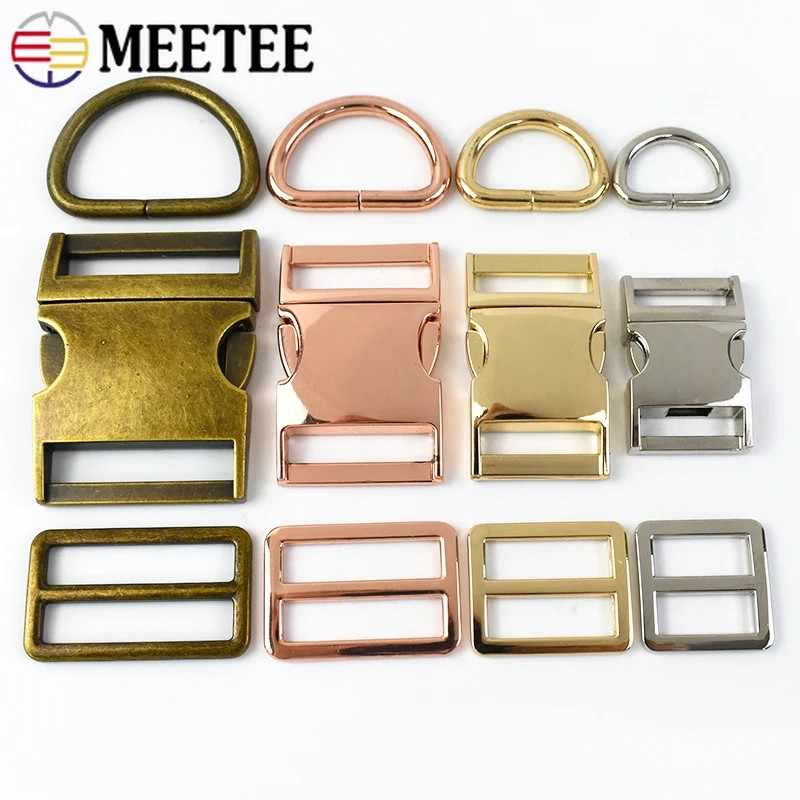 

1Set 15-38Mm Metal Backpack Buckles Strap Quick Release Closure Clasp D Ring Tri Glide Slider Hooks