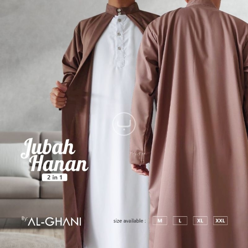 PROMO / Alghani - 1Set Jubah Luar Dalam, Gamis Pria Lengan Panjang, Jubah Hanan 2in1 Bahan Katun