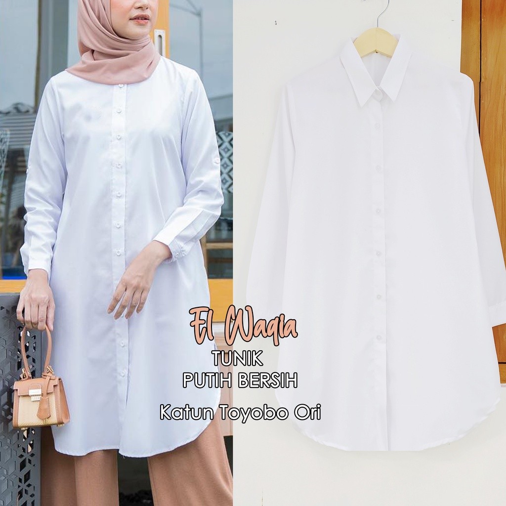 PROMO / Alila Tunik Putih Bersih Katun Toyobo Baju Kerja Putih Tunik Putih Jumbo