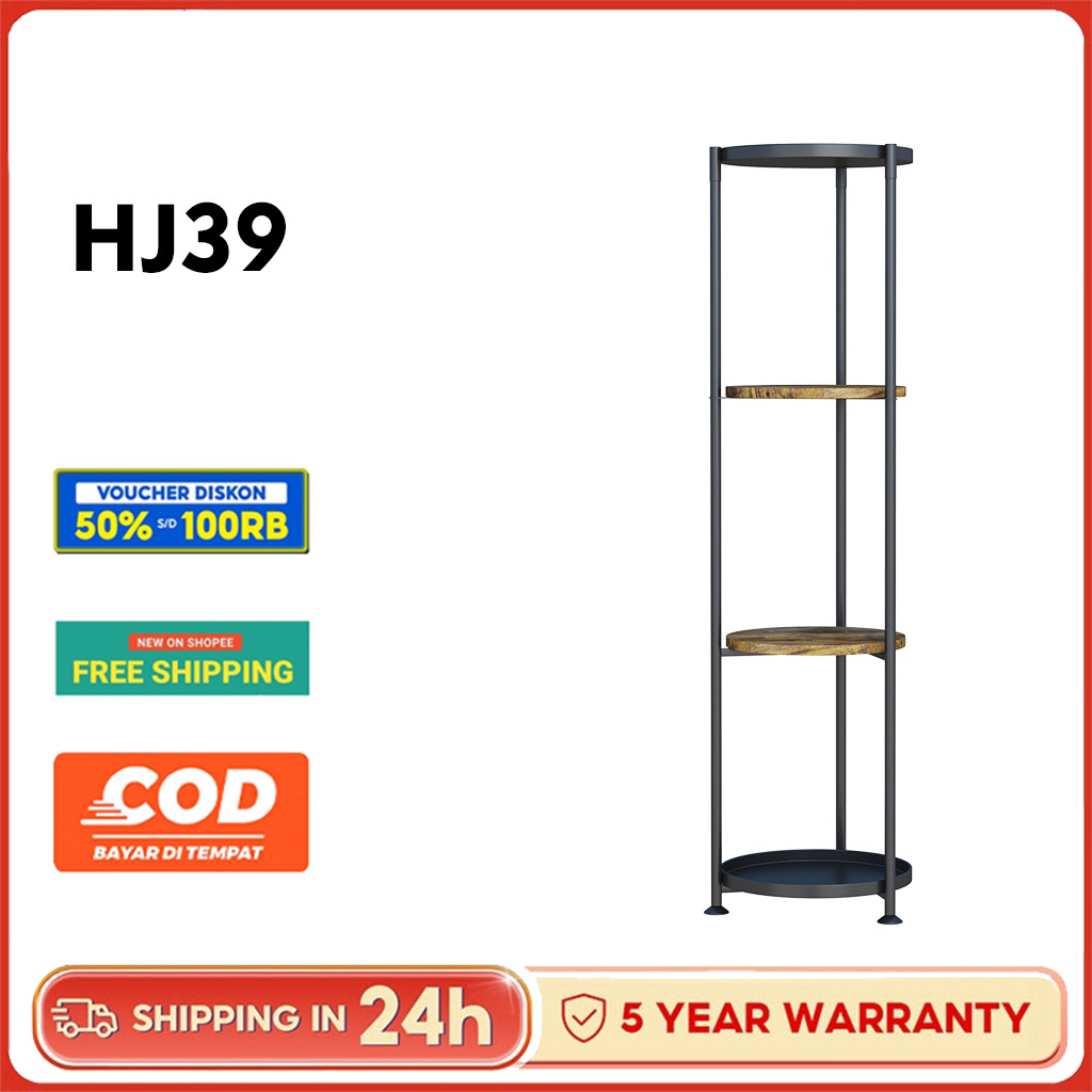 TMALL TANAMAN LOGAM BERDIRI RAK POT BUNGA BERDIRI BRAKET 4 TINGKAT - HITAM