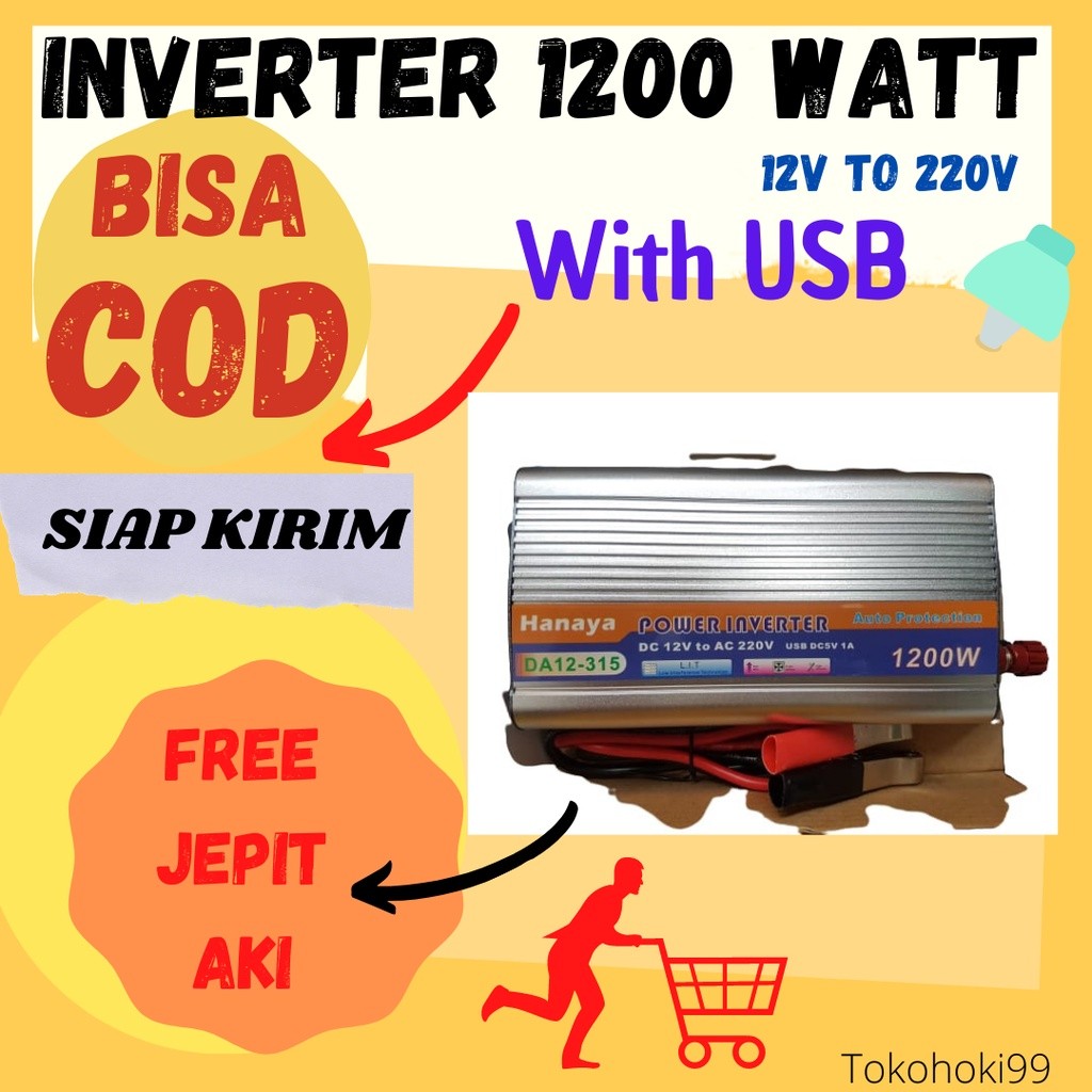 TerbaikTerlarisNIh- Inverter 1200 Watt DC TO AC Power Inverter 1200W DC TO AC USB