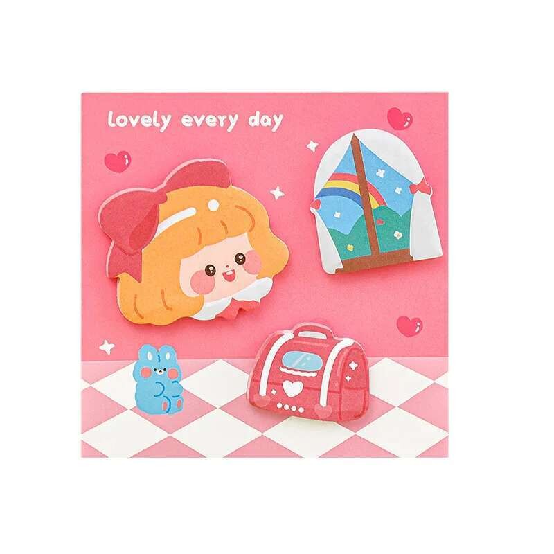 

1 Piece Cartoon Adhesive Cute Kawaii Notes Notepad Memo Pad Office School Supplies Stationery