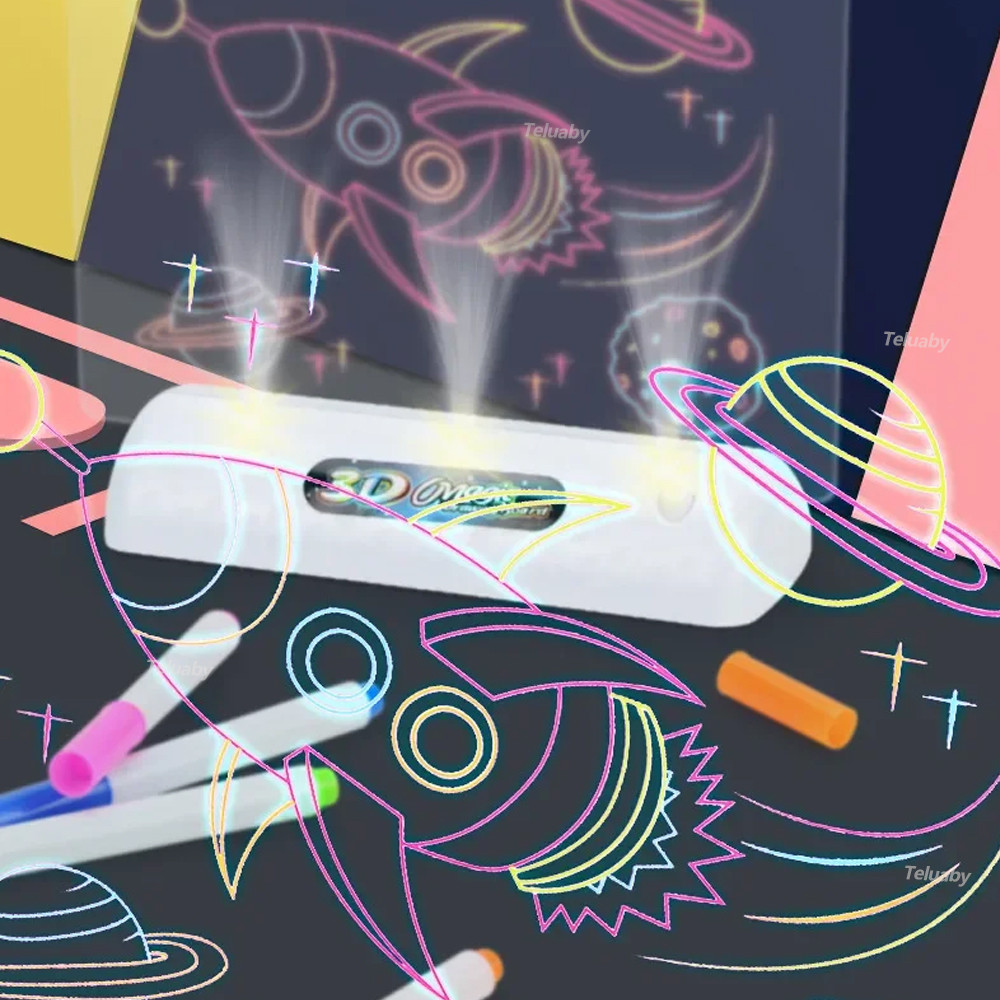 

3D Magic Drawing Pad Led Light Colorful Space Ocean Dinosaur Painting Board Kids Educational Toys