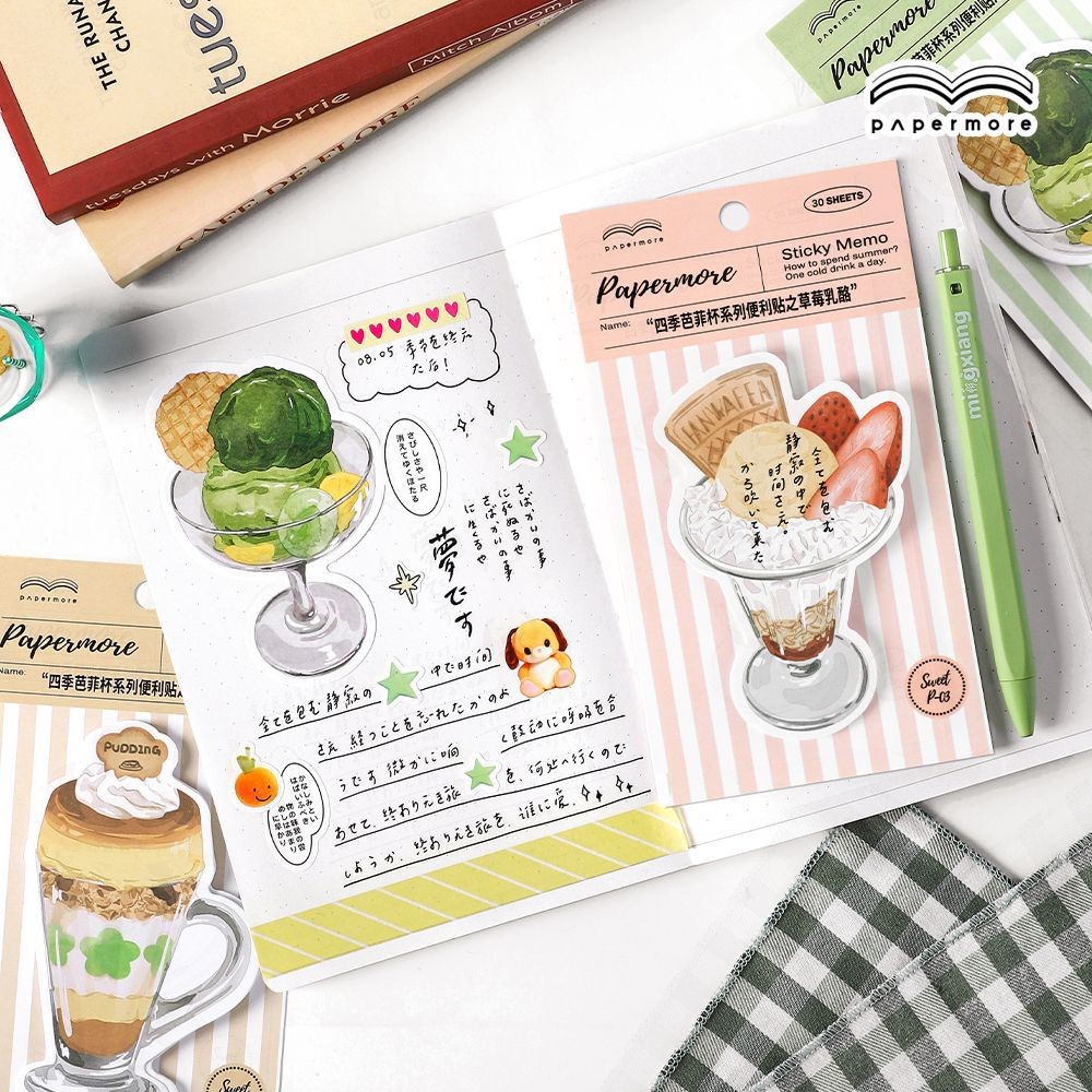 

30 Sheets Ice Cream Sticky Notes Assorted Summer Fruit Smoothie Sticks Self Sticky Memo Pads For