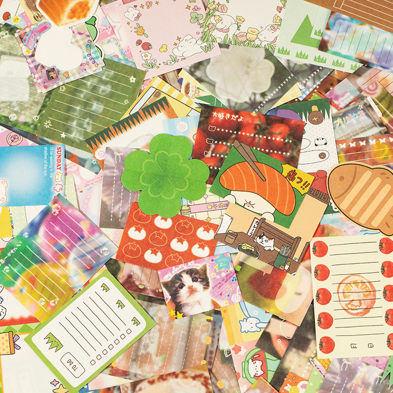 

200Pcs Japanese Retro Cartoon Food Memo Pad Scrapbook Journal M5 Diary Diy Background Decoration