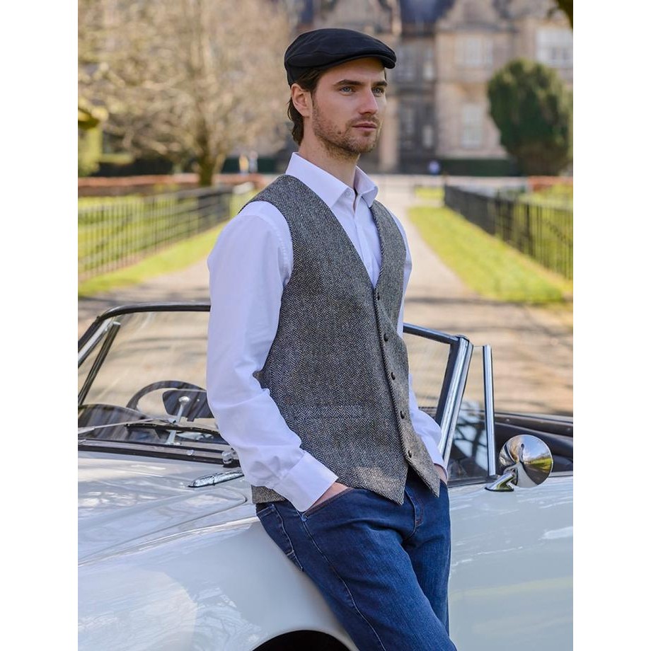 Capbro- Topi Pria Peaky Blinders Patino Hat Newsboy Flat Cap Pet Pelukis Sutradara Abu Hitam