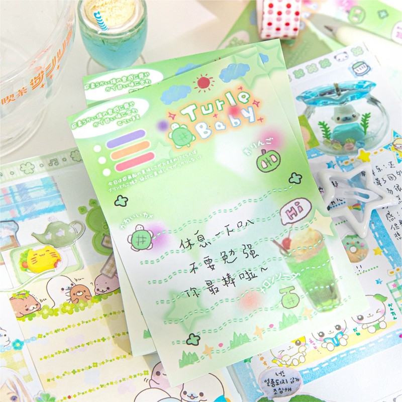 

50 Sheets Cute Japanese Retro Memo Pads Kawaii Message Paper Journal Diy Base Material Non Sticky