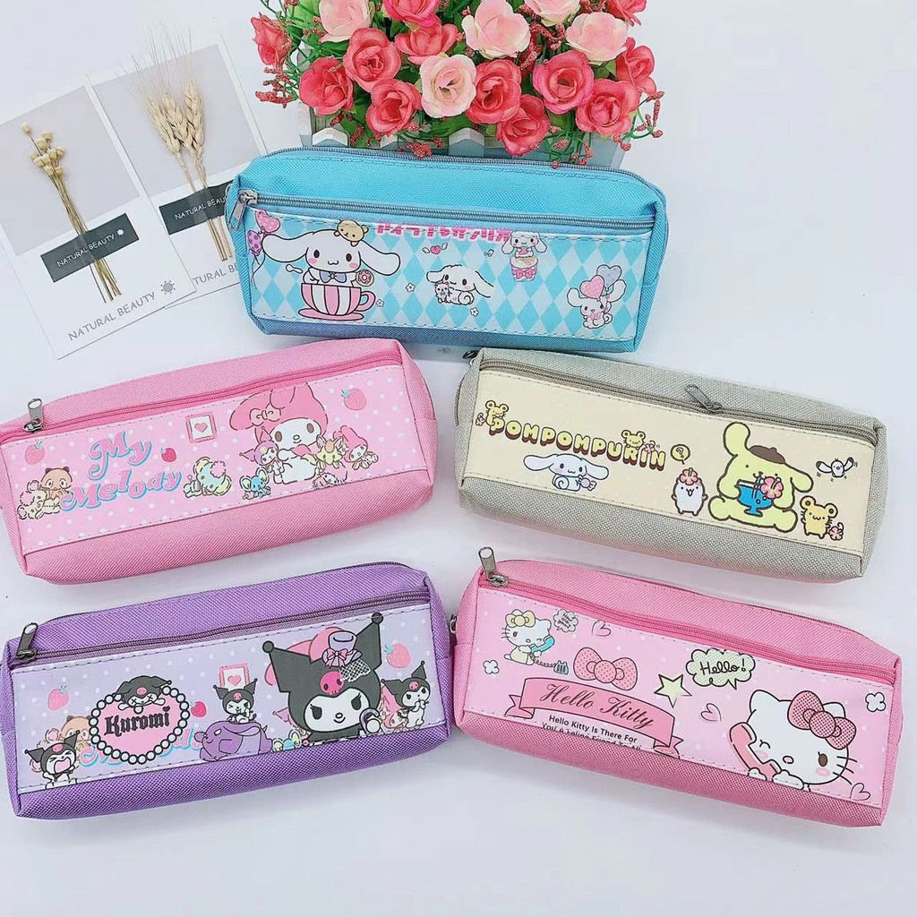 

Sanrio Pencil Case Kawaii Cartoon Hello Kitty Kuromi Cinnamoroll Melody Large Capacity Storage Bag